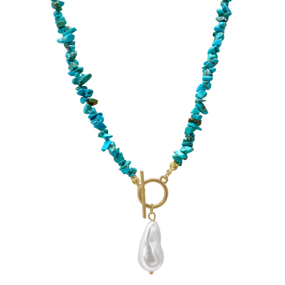 Turquoise and pearl pendant hotsell