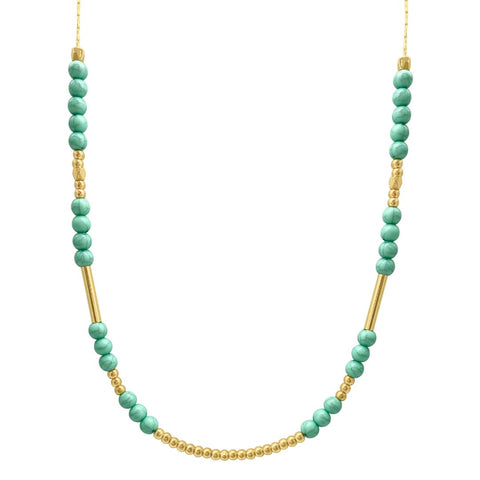 Gold and Green Beaded Necklace gold