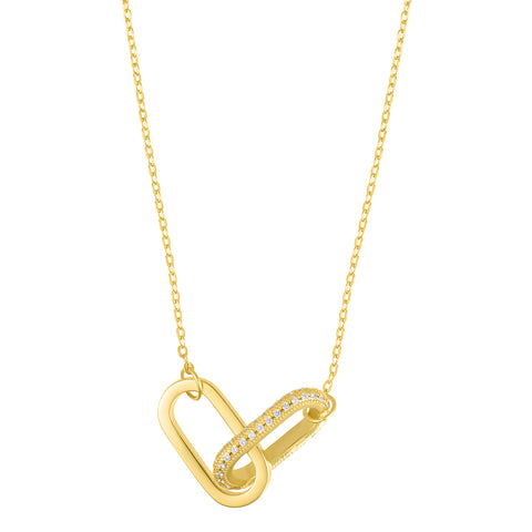 14k Gold Plated Pave Link Necklace