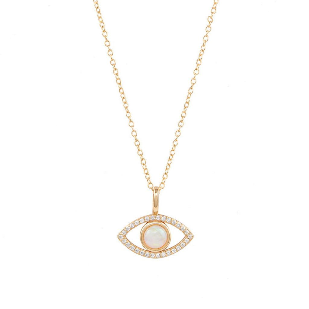 Opal Evil Eye Necklace 14k gold vermeil