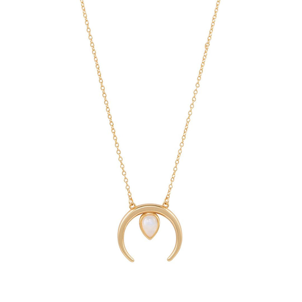 Horn Floating Pear Moonstone Necklace 14k gold vermeil