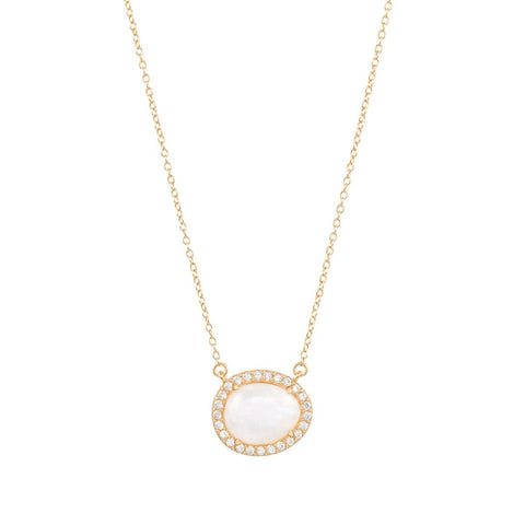 Moonstone Halo Necklace 14k gold vermeil