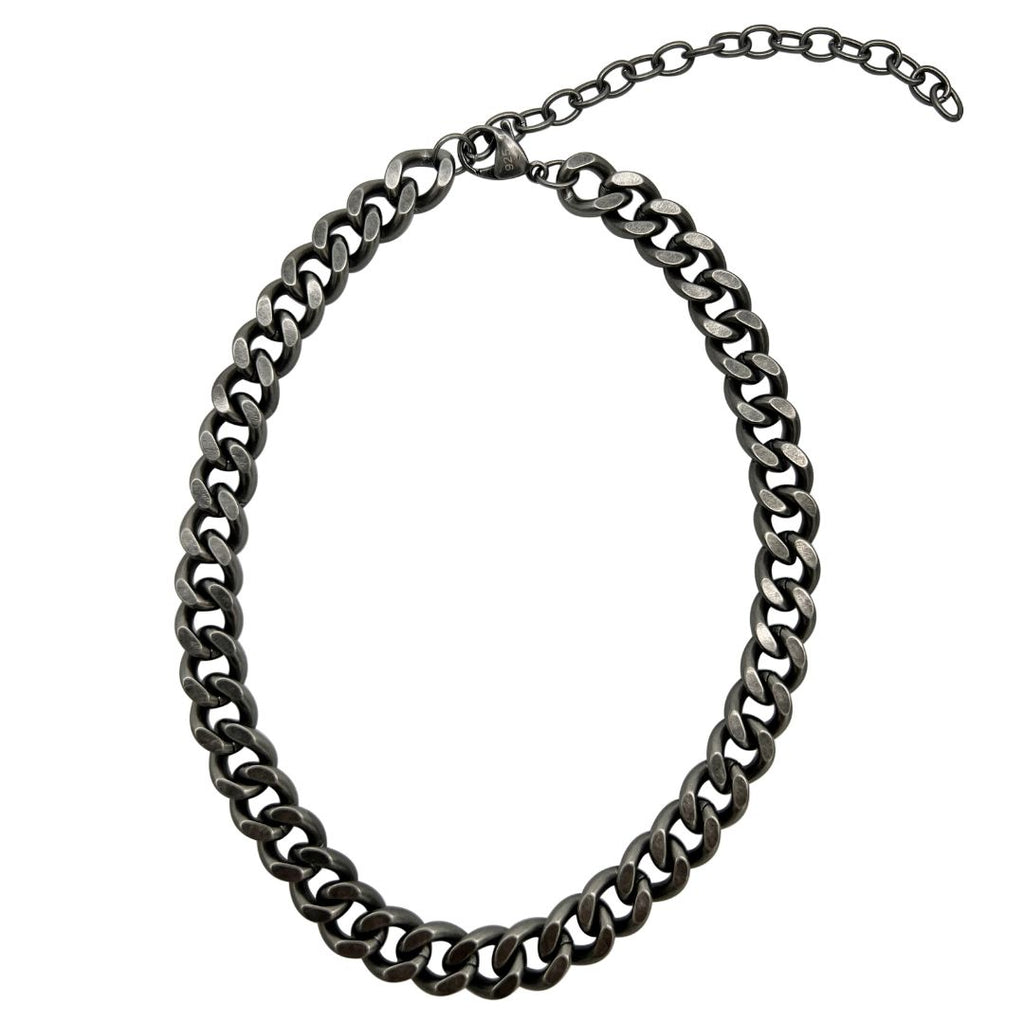 Water Resistant Curb Chain Necklace oxidized silver