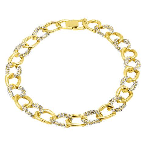 Gold Plated Chunky Crystal Link Chain Necklace