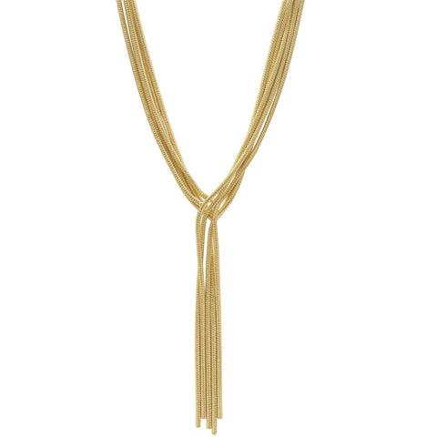 Gold Plated Multi Strand Textured Chain Necklace