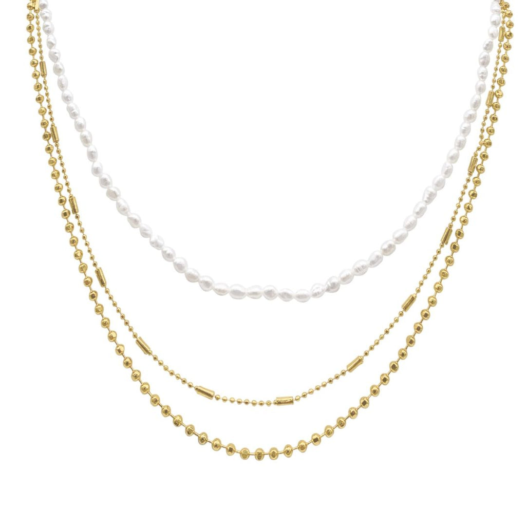 Seed Pearl Layerd Necklace gold