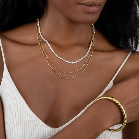 Seed Pearl Layerd Necklace gold