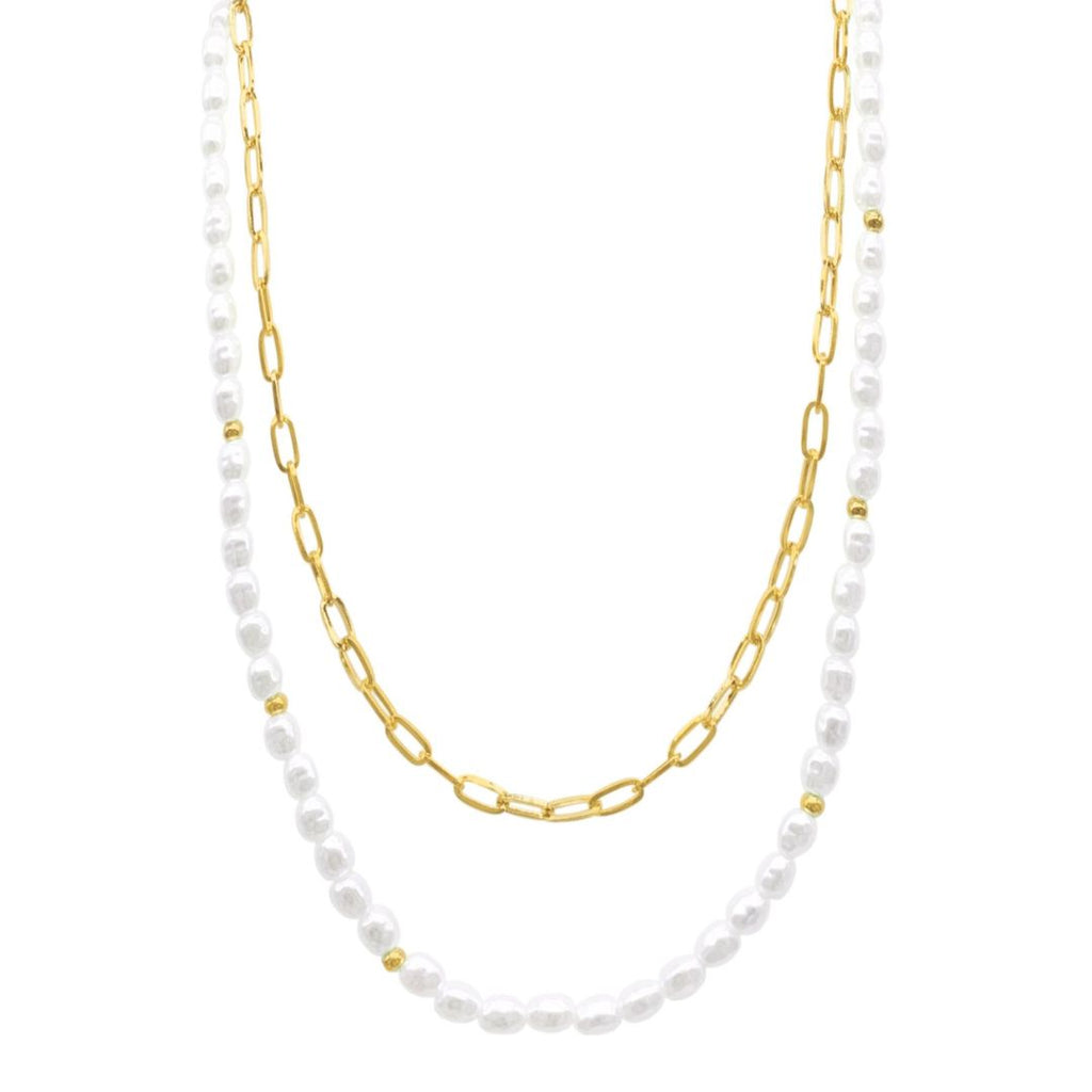 Pearl and Paperclip Adjustable Chain gold