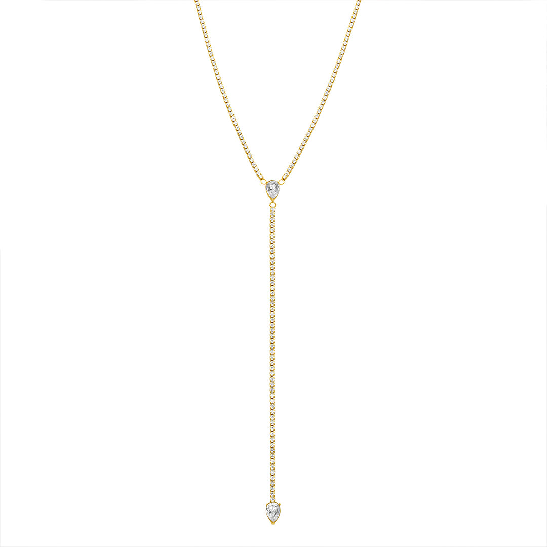 Lariat Necklace, White Diamond | Aili Jewelry