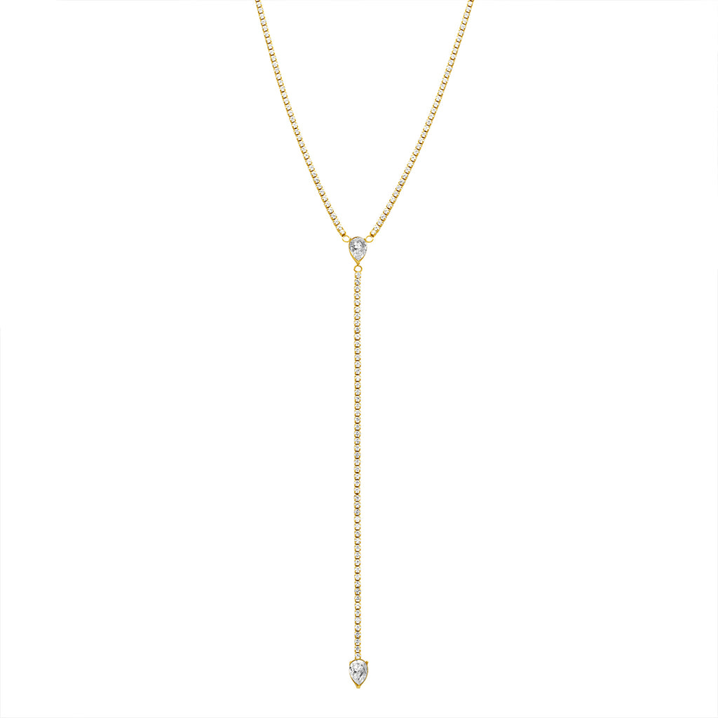 Silver Crystal Y Lariat Necklace, Minimal Dainty Jewelry – AMYO Jewelry