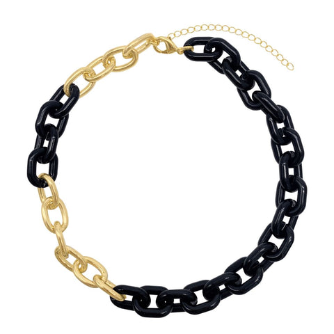 Black Oversized Link Necklace gold