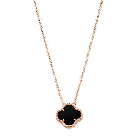 Black Flower Necklace rose gold yellow gold