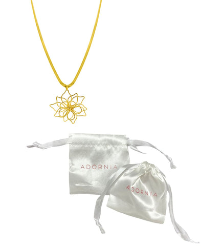 14K Gold Plated Herringbone Wire Flower Necklace