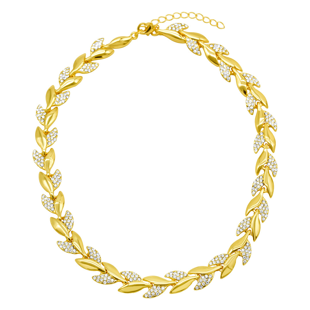 ☆Eaphi LEAF NECKLACE gold☆エフィ ゴールド ネックレス 14k Gold Plated Crystal Leaf Necklace – ADORNIA