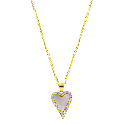 14k Gold Plated Half Crystal And Half Paperclip Initial Toggle Necklace