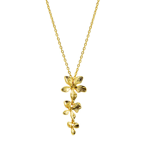 14K Gold Plated 3-Petal Necklace
