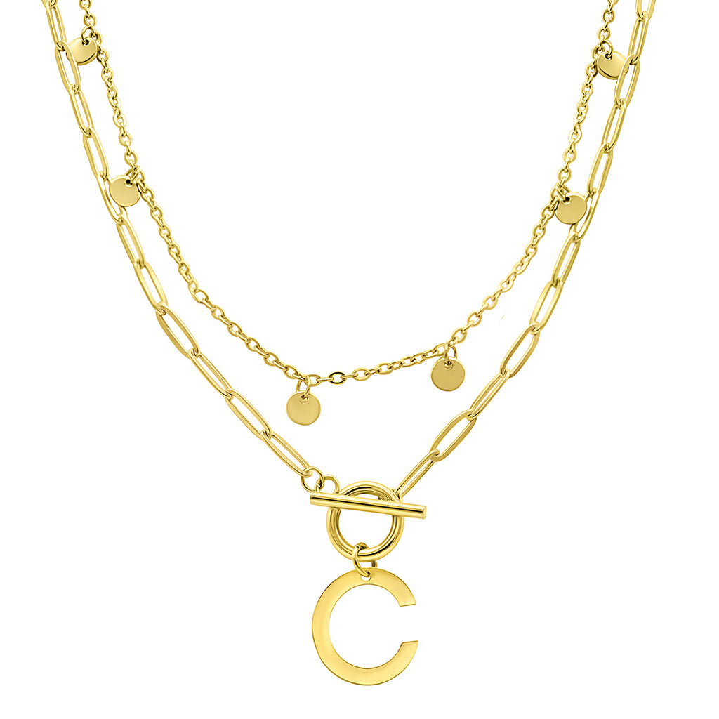 Tarnish Resistant 14k Gold Plated Confetti And Paperclip Layered