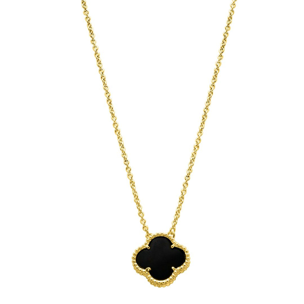 14k Gold Plated Black Flower Necklace – ADORNIA1