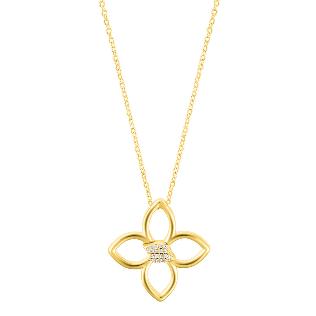 Adjustable Outline CZ Clover Necklace – ADORNIA