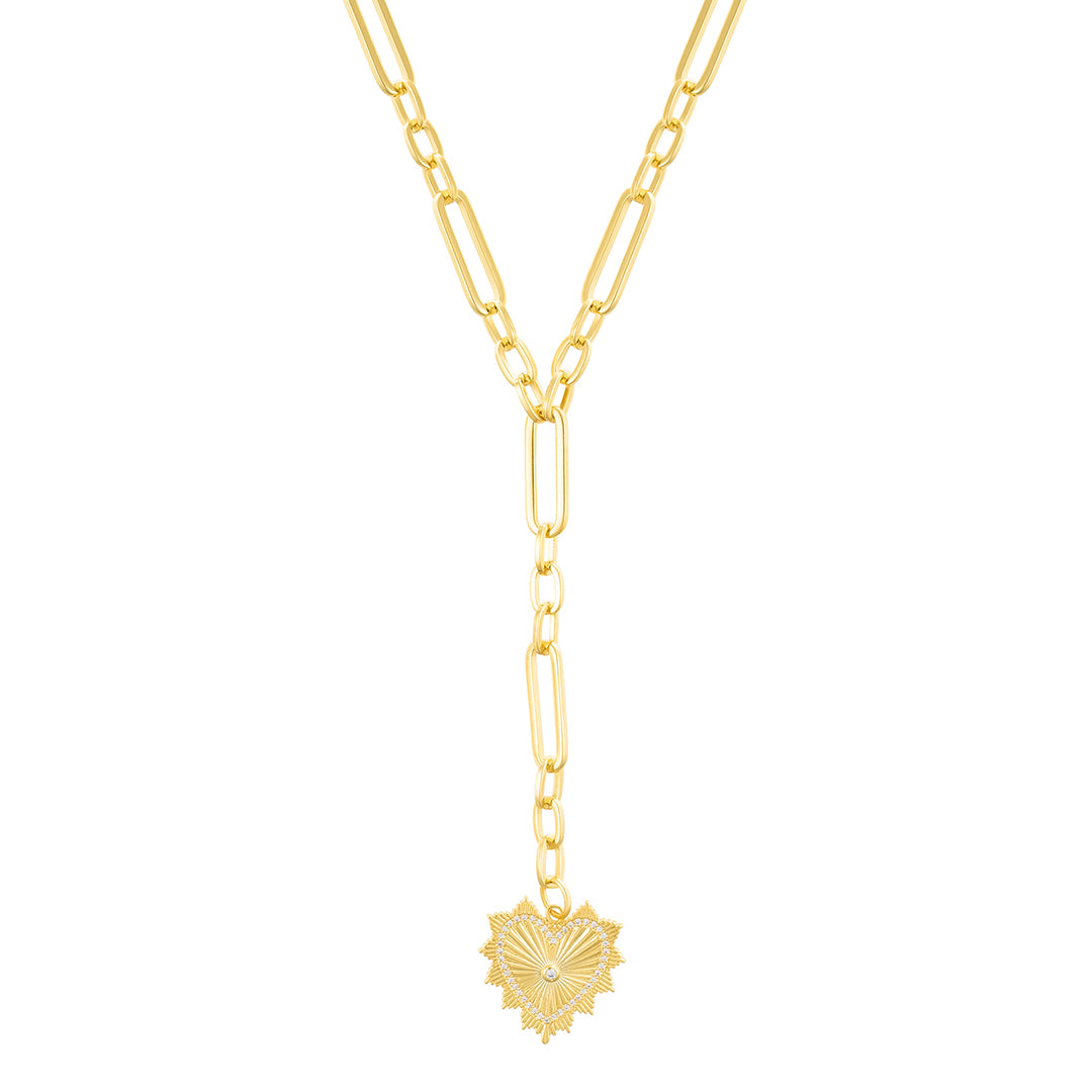 14k Gold Plated CZ Jagged Heart Mixed Link Y-Necklace – ADORNIA 14k Gold Plated CZ Jagged Heart Mixed Link Y-Necklace – ADORNIA