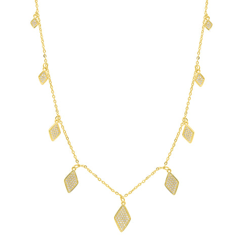 14k Gold Plated Diamond Drop Confetti Necklace