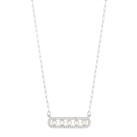 Pearl Pave Bar Necklace