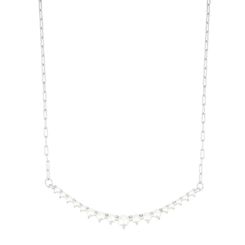 Pearl Curved Bar Necklace