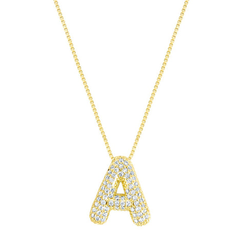 14k Gold Plated Pave Bubble Letter