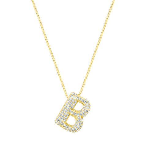 14k Gold Plated Pave Bubble Letter
