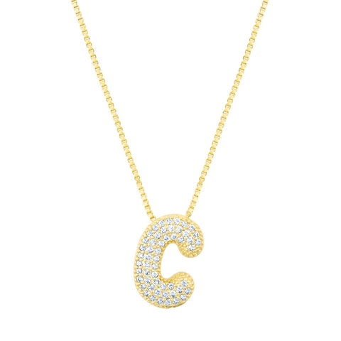 14k Gold Plated Pave Bubble Letter