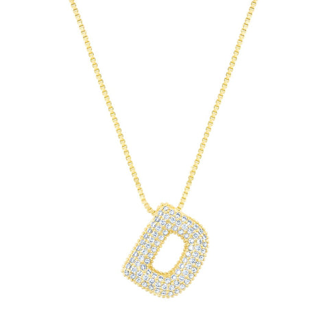 14k Gold Plated Pave Bubble Letter
