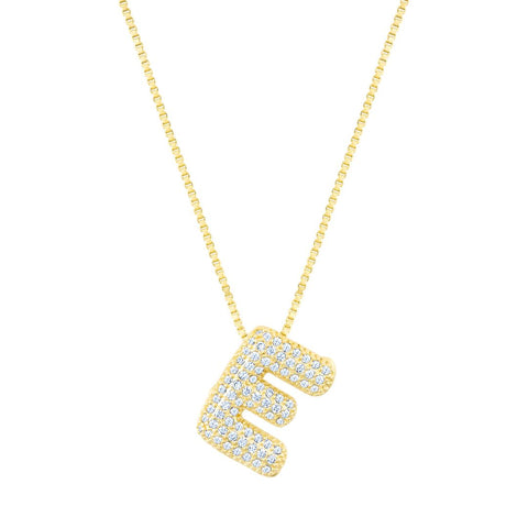 14k Gold Plated Pave Bubble Letter