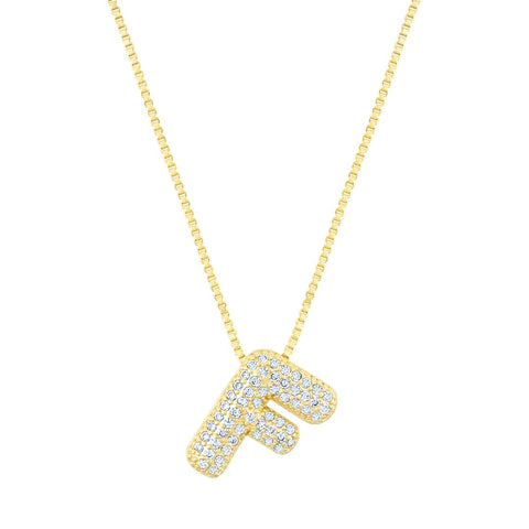 14k Gold Plated Pave Bubble Letter