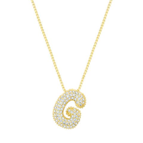 14k Gold Plated Pave Bubble Letter