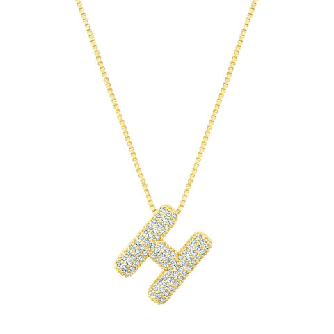 14k Gold Plated Pave Bubble Letter
