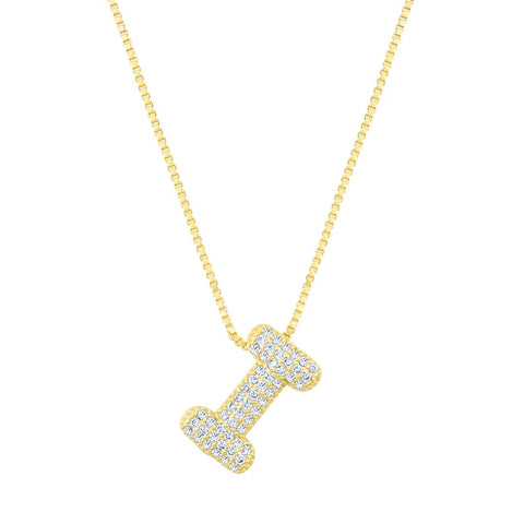 14k Gold Plated Pave Bubble Letter