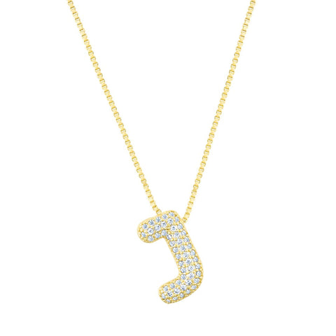 14k Gold Plated Pave Bubble Letter