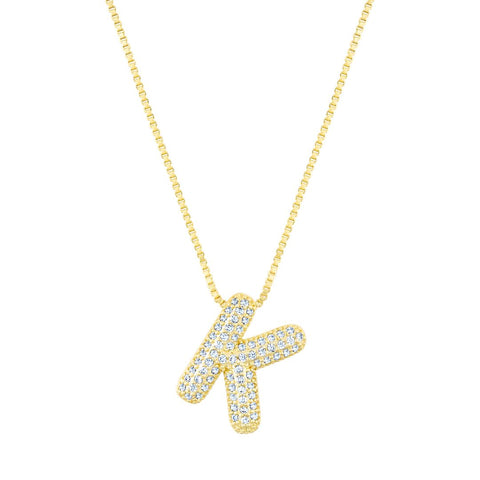 14k Gold Plated Pave Bubble Letter