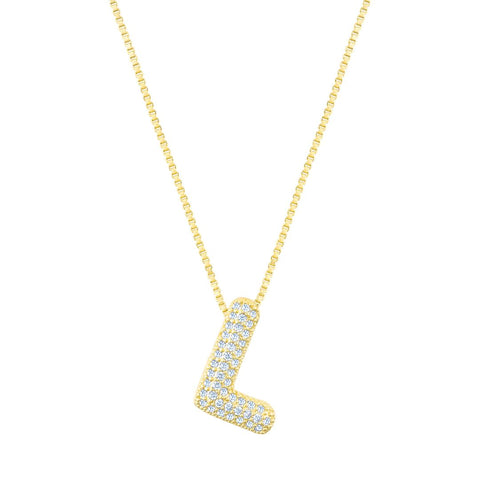 14k Gold Plated Pave Bubble Letter