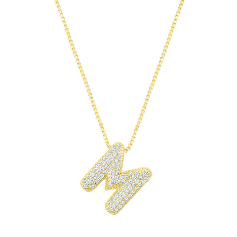 14k Gold Plated Pave Bubble Letter