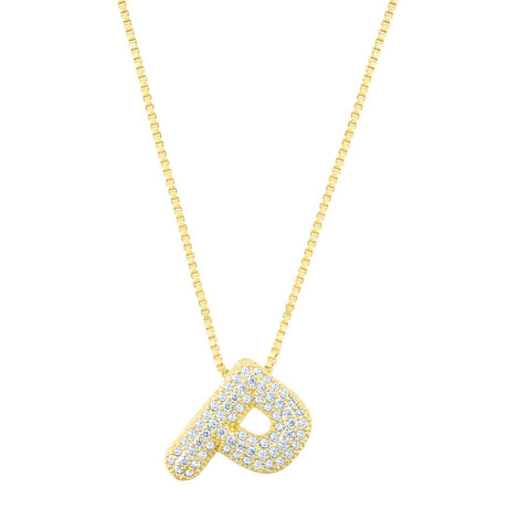 14k Gold Plated Pave Bubble Letter