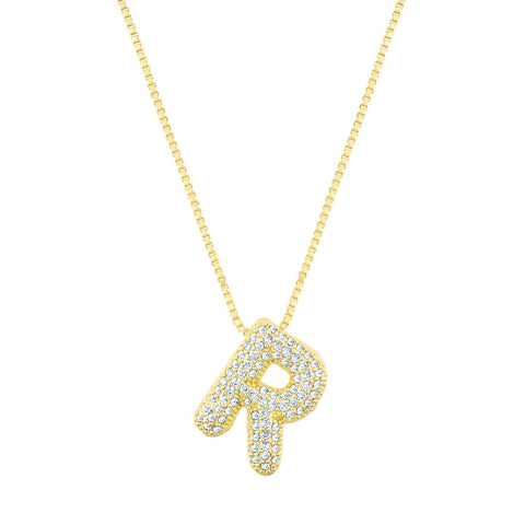 14k Gold Plated Pave Bubble Letter