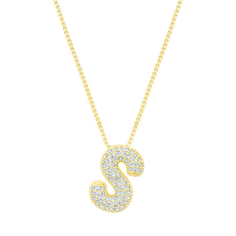 14k Gold Plated Pave Bubble Letter