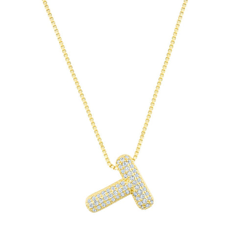 14k Gold Plated Pave Bubble Letter