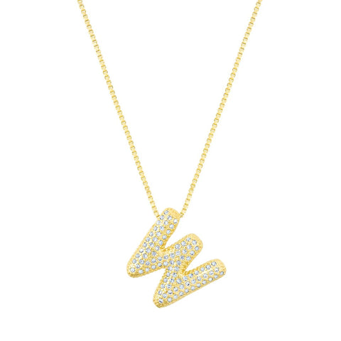 14k Gold Plated Pave Bubble Letter