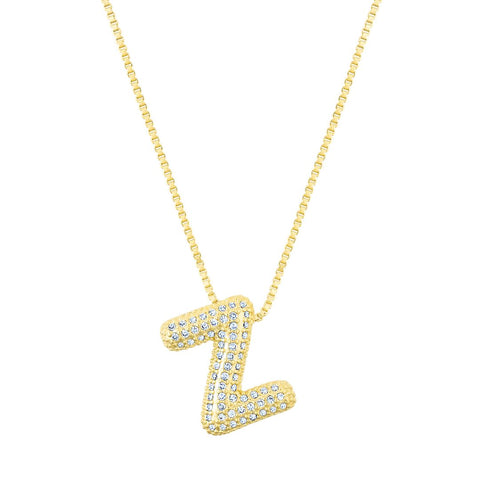 14k Gold Plated Pave Bubble Letter