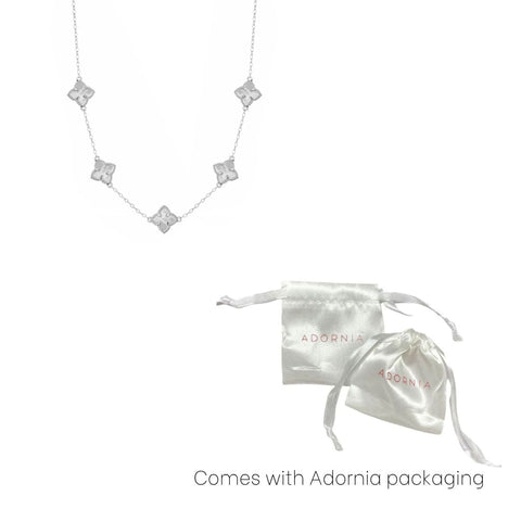 White Mother of Pearl Floral Station Necklace