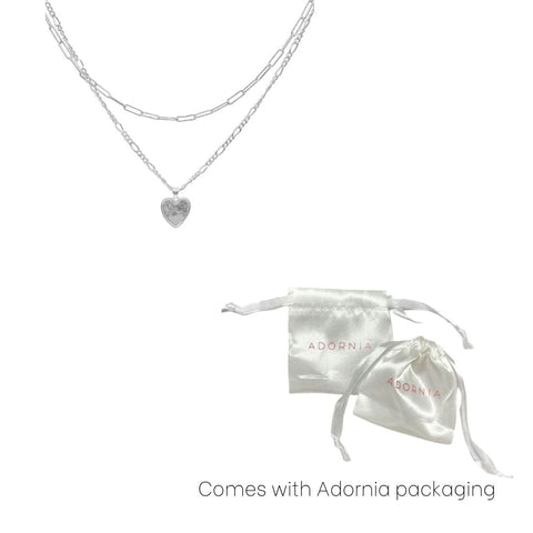 Paper Clip and Figaro Heart Chain Set