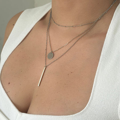 Tarnish Resistant Layered Pendant Necklace Set