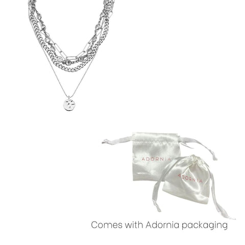 Messy Layered Necklace Set with Pebbled Charm